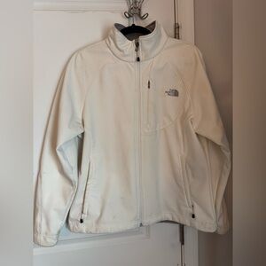 The North Face white women’s shoftshell jacket